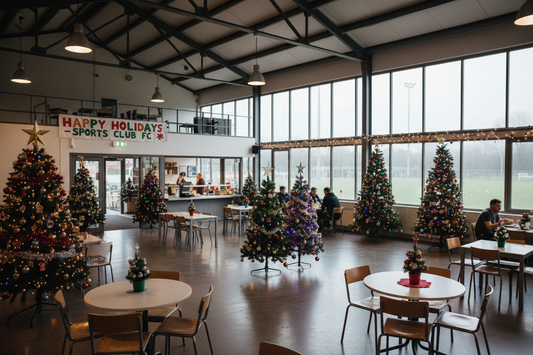 Speelse kerstsfeer creëren met meerdere kleine kerstbomen in grote ruimtes